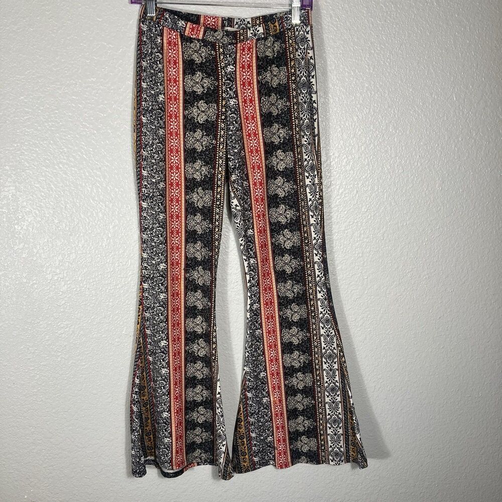 Eye Candy Flare Leggings Women’s L Hippie Boho Batik Pull On Paisley Floral Y2K